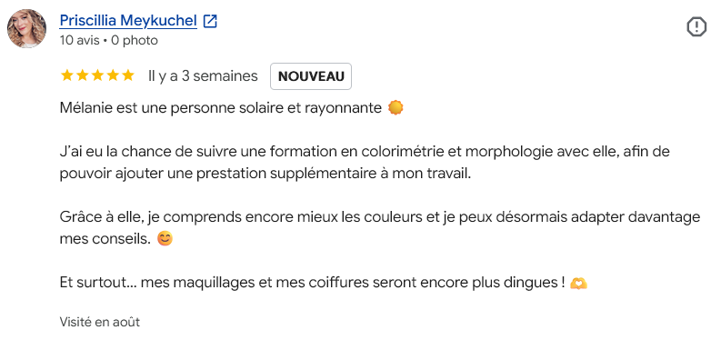 Avis sur formation de conseil en image à distance suivi chez Ma Nouvelle Image