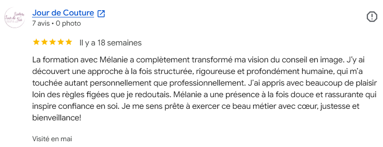 Avis sur formation de conseil en image à distance suivi chez Ma Nouvelle Image